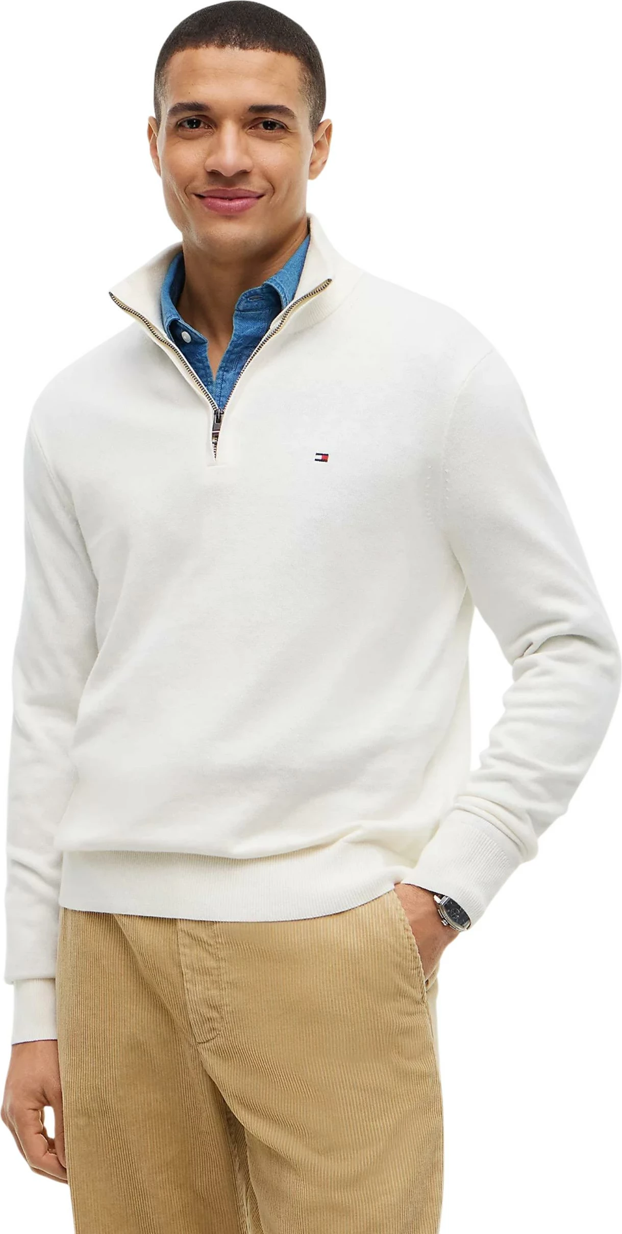 Xhemper për meshkuj Tommy Hilfiger MW0MW28049, ngjyrë krem