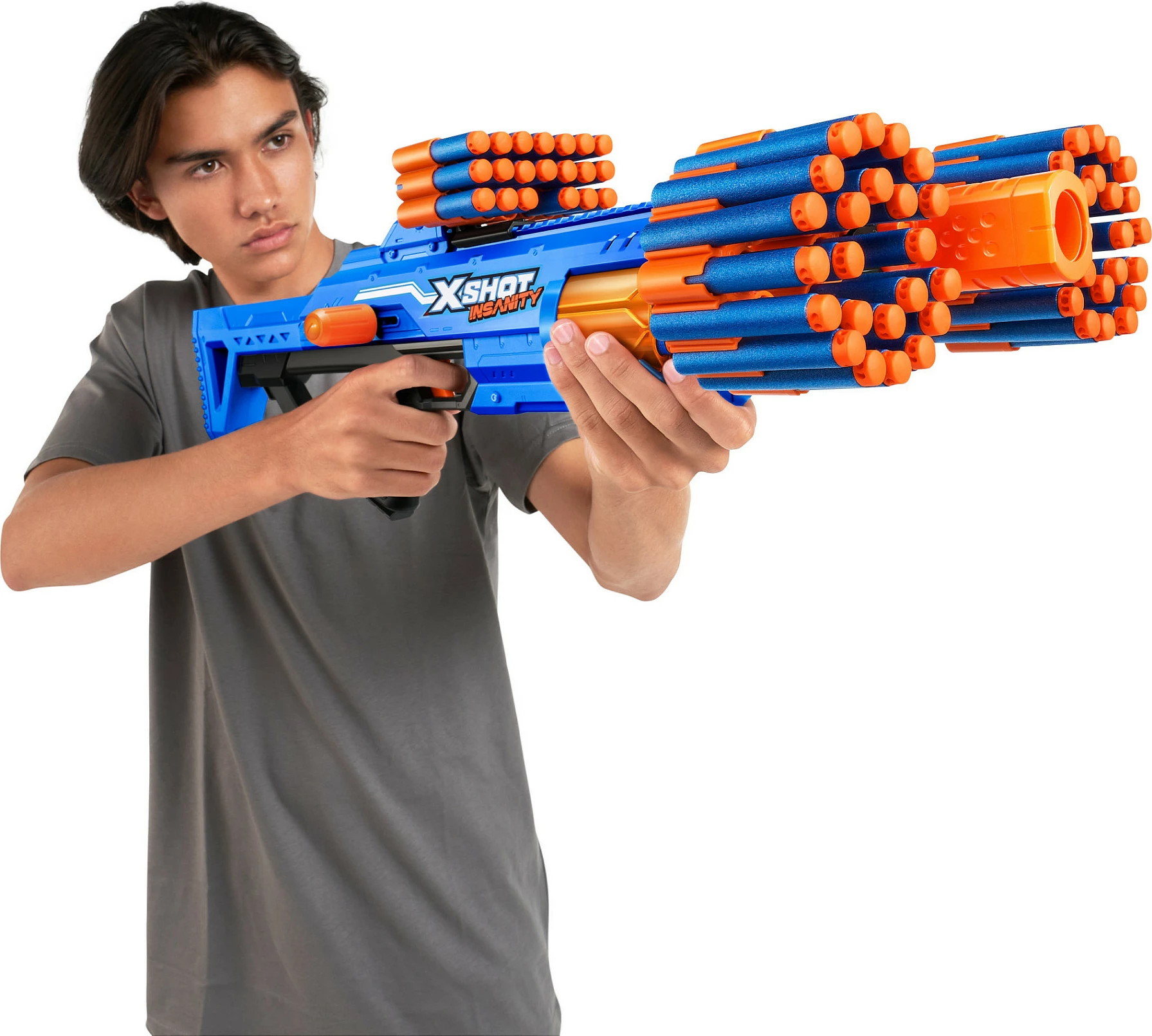 Blaster lodër ZURU XSHOT Insanity Berzerko, 48 shigjeta, blu/portokalli