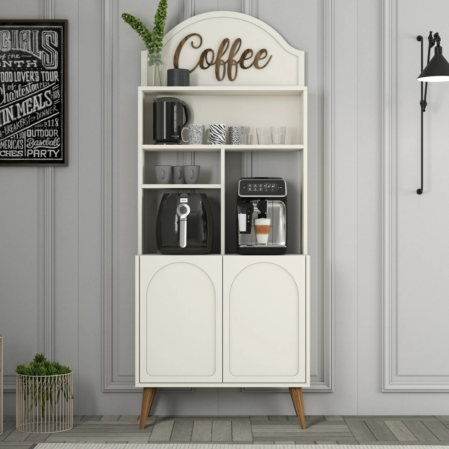 Dollap për kafe, Hanah Home, Lyon 80, krem dhe arre