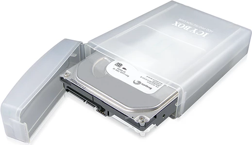 Kasë mbrojtëse për hard disk 3.5\" SATA, ICYBOX IB-AC602a, plastikë transparente, e bardhë, 1 copë