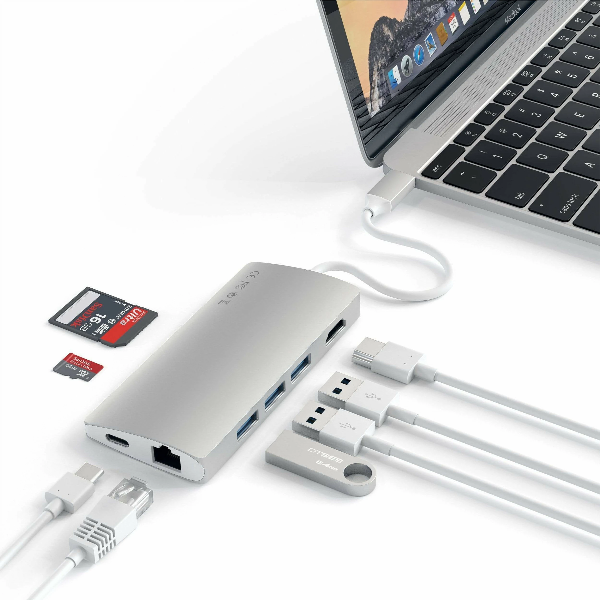Hub USB-C Satechi ST-TCMA2S V2, Multi-Port 8-në-1, argjend