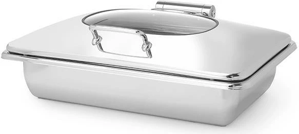 Chafing dish, Fine Dine, GN 1/1, çelik inox, kapak qelqi, mekanizëm slow-close, argjendtë