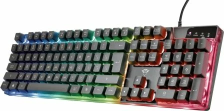 Tastierë gaming Trust GXT 835 Azor 23651, USB me kabllo, 100% US layout, LED multikolor, anti-ghosting, e zezë
