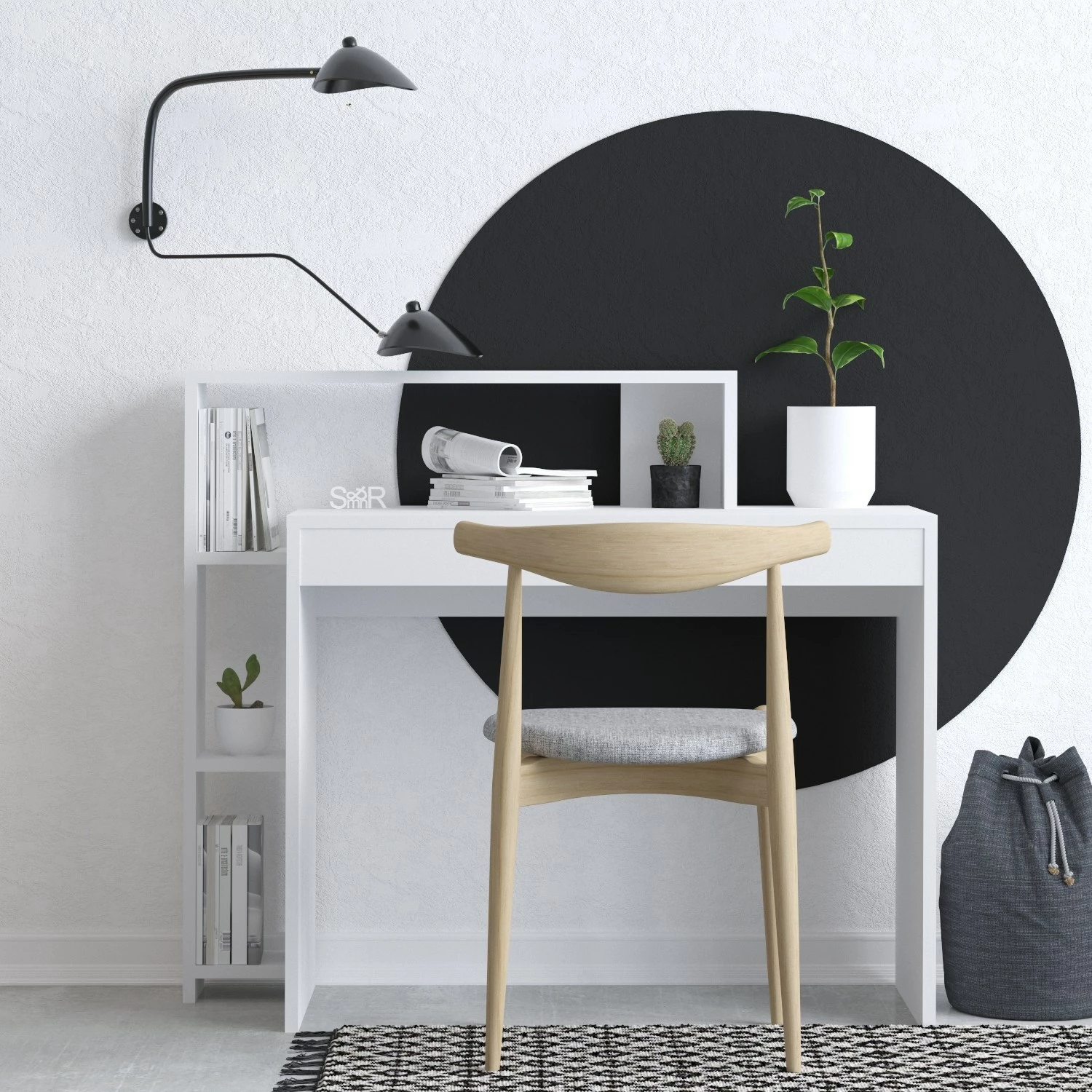 Tavolinë pune për studime, Hanah Home, Trella, e bardhë