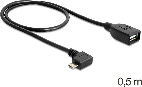 Kabllo OTG DeLOCK Micro-USB B në USB-A Female, USB 2.0, 0.5 m, e zezë