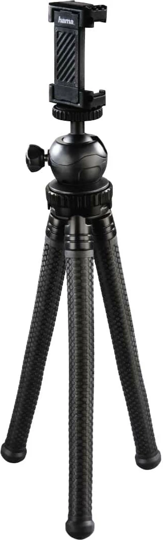 Tripod mini 3-në-1 Hama FlexPro 27 cm, MPN 4605, kokë sferike, montim 1/4", për celular dhe GoPro, e zezë
