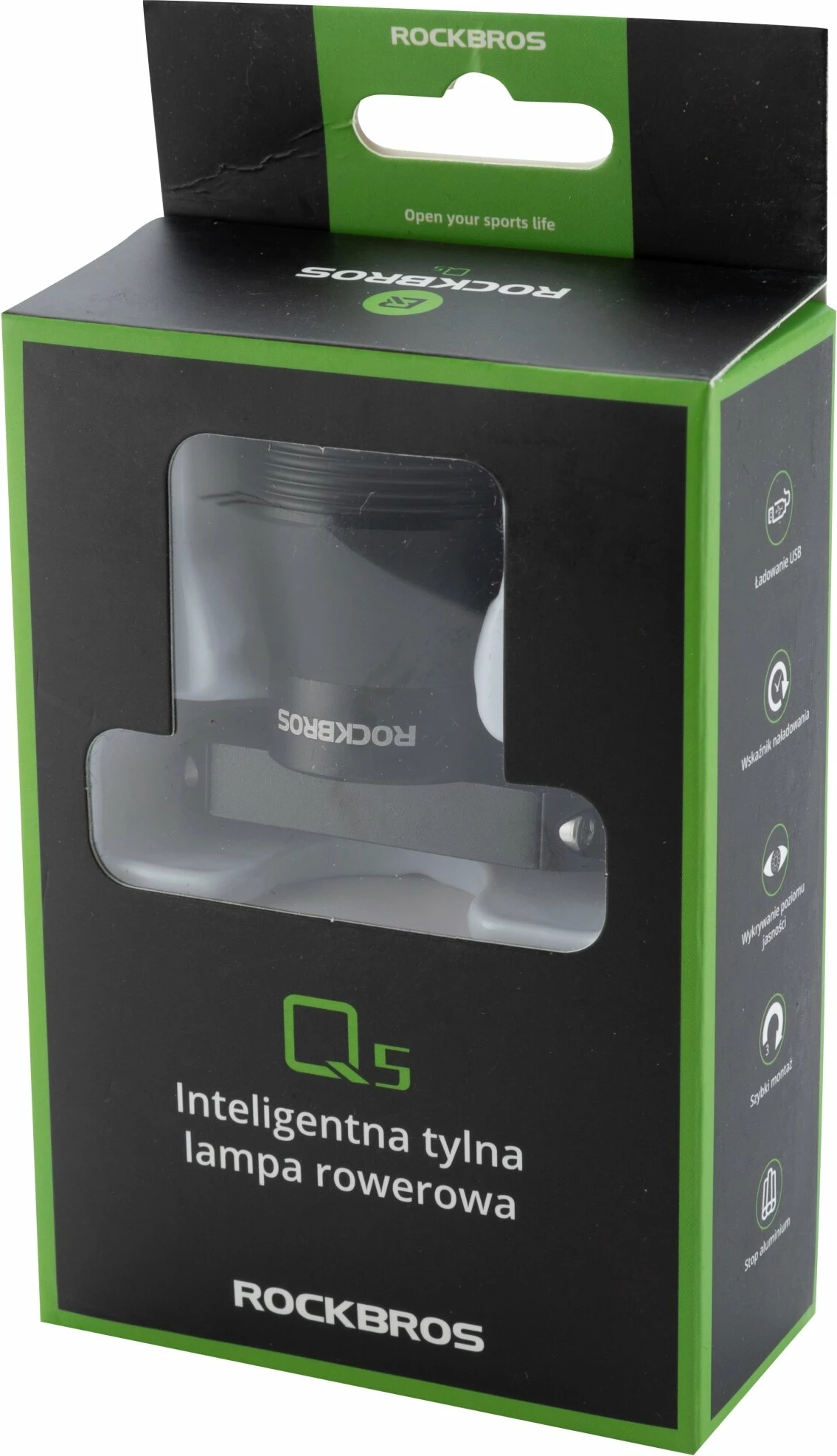 Dritë e pasme biçiklete Rockbros Q5 me sistem inteligjent ndalese, e zezë