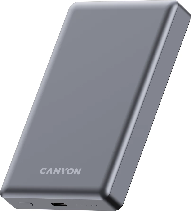 Bateri e jashtme CANYON OnPower 510, 10000 mAh, PD 20W, magnetike (MagSafe), 15W wireless, gri e errët