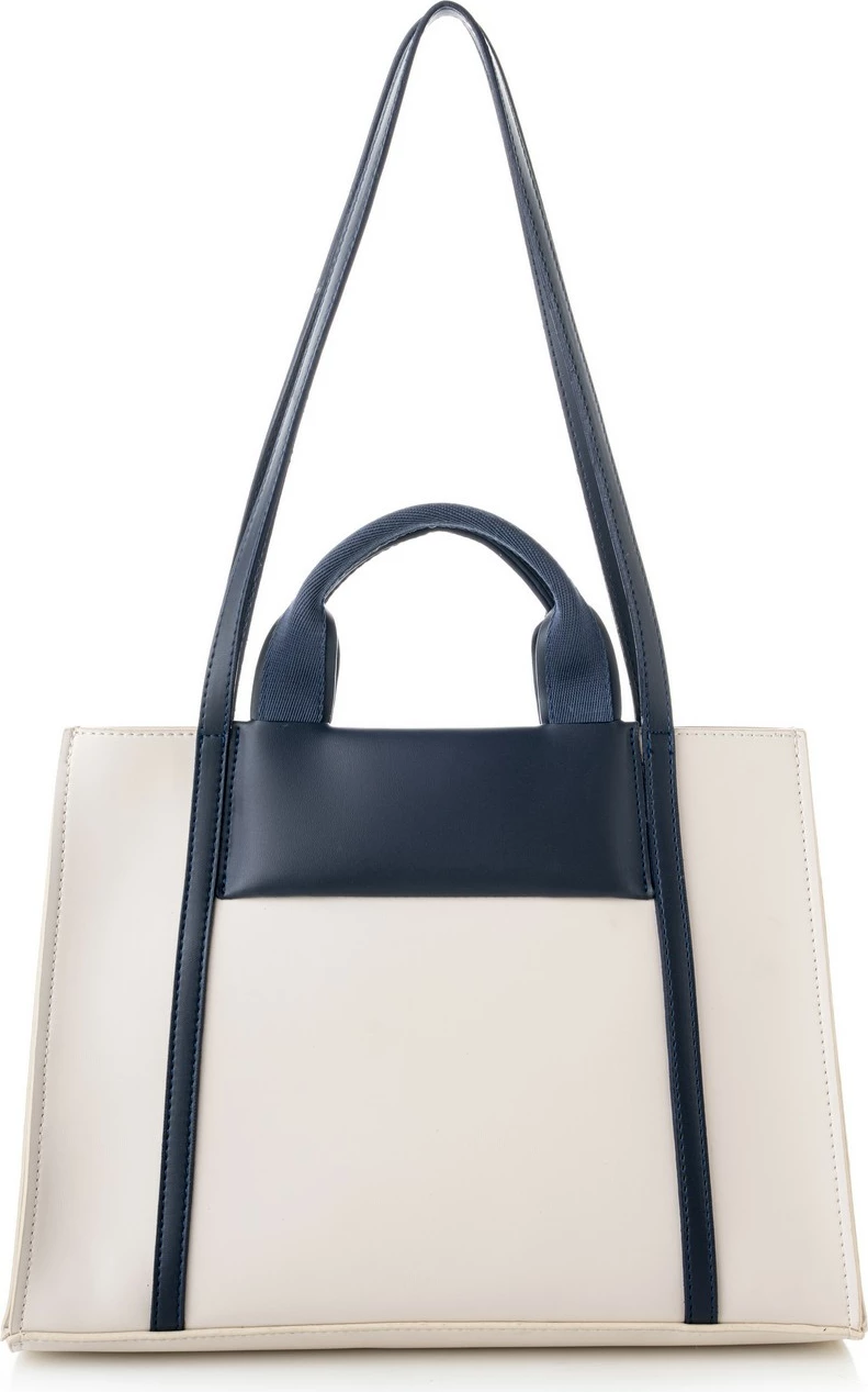 Tote bag Vince Camuto, Umbria, krem dhe kaltër e errët