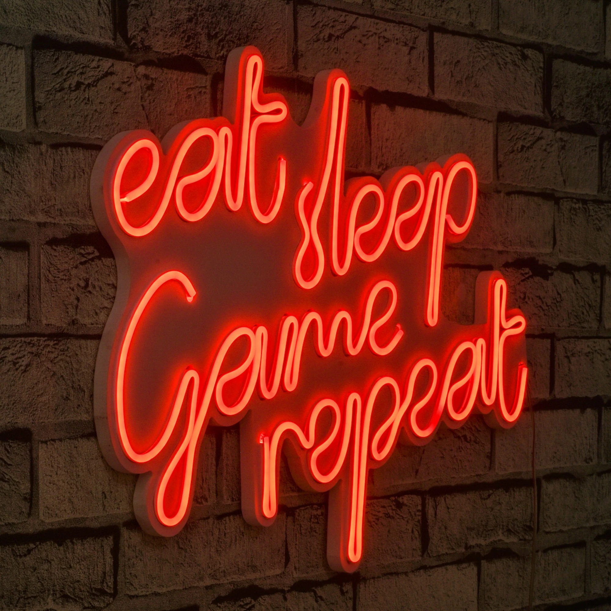Dritë dekorative LED plastike, e kuqe, eat sleep game repeat