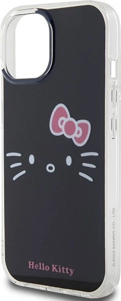 Mbështjellës Hello Kitty IML Kitty Face për iPhone 15, i zi