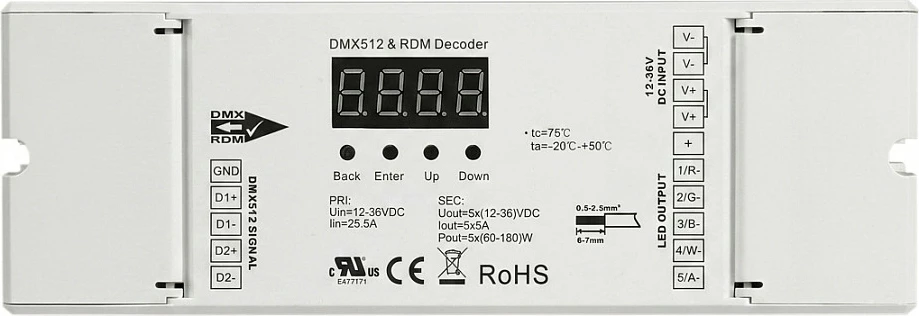 Kontroller LED Synergy21 DMX512 RDM Decoder, 4x5A, 16-bit