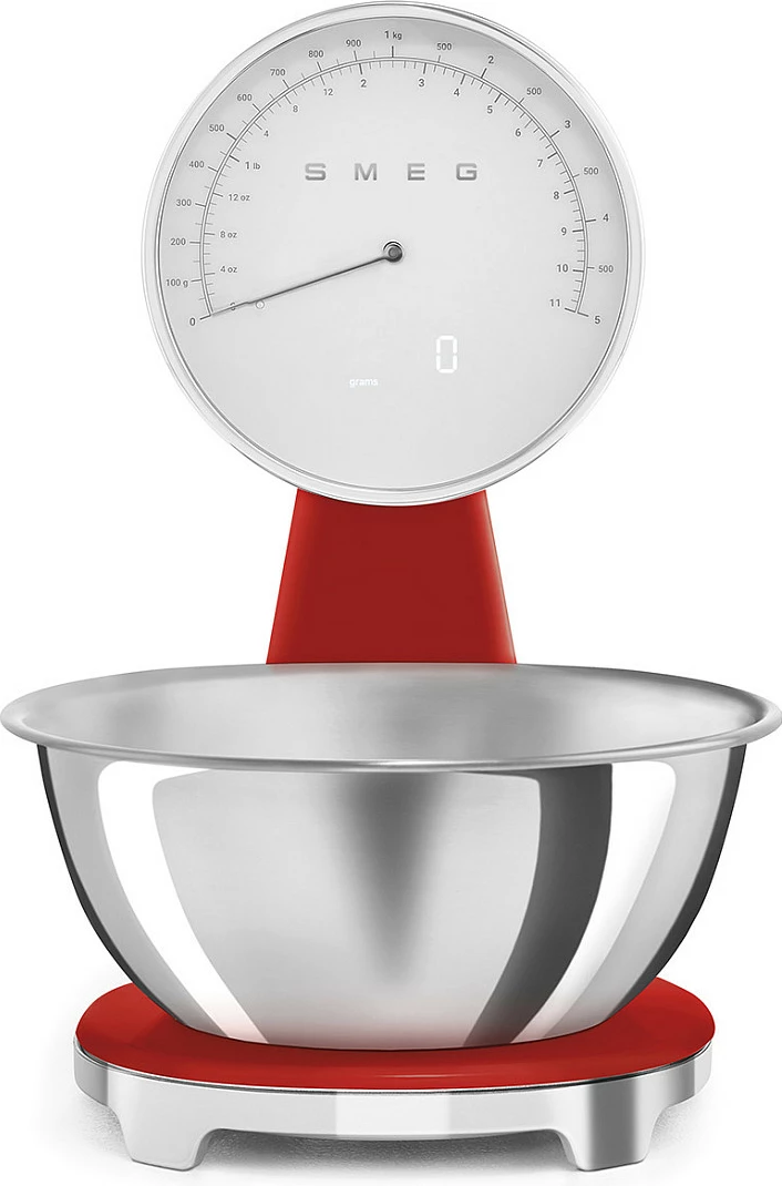 Peshore kuzhine Smeg 50's Style, me tas inox, analoge, e kuqe