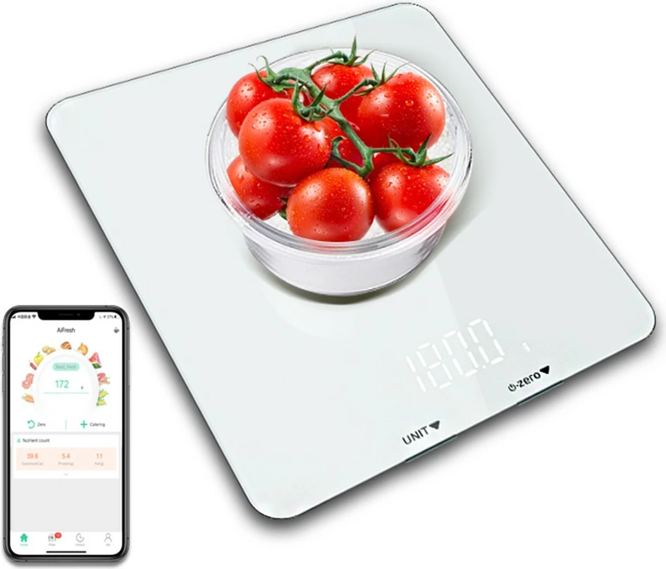Peshore kuzhine Media-Tech MT5544, inteligjente, me aplikacion dietal, e bardhë