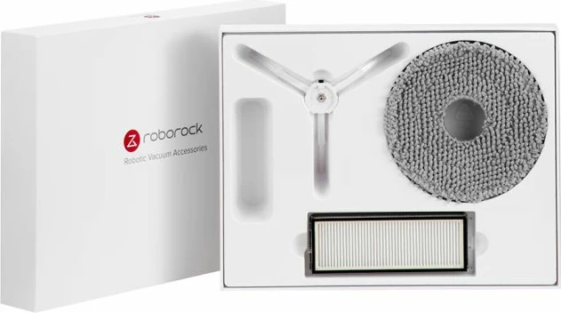 Set pjesë këmbimi Roborock QRevo S / QRevo MaxV / QRevo Pro, 1x filtër HEPA + 2x mopa rrotullues + 1x furçë anësore, e bardhë