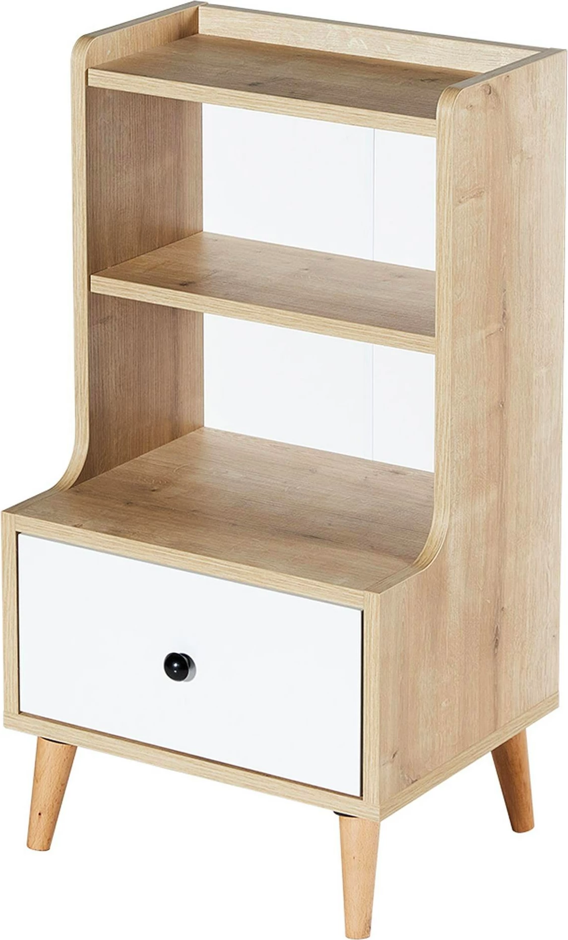 Komodinë nate Skye Decor, Tuvalle 057, ngjyrë lis safir dhe e bardhë