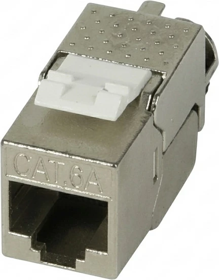 Modul keystone Synergy21 RJ45 CAT6A 500MHz slim-line, me kapëse kablli, argjendtë