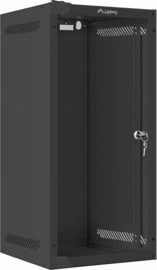 Kabinet rrjeti mural Lanberg WF10-2312-10B 10\" 12U, 20 kg, derë xhami, IP20, e zezë