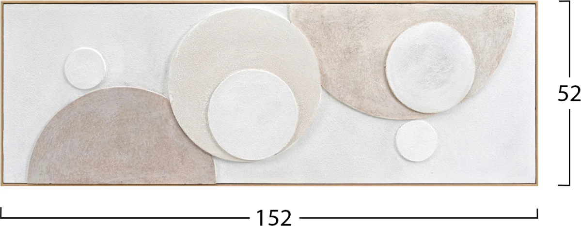 Pikturë muri 3D FH4573 me kornizë PS ngjyrë bezhë, forma të rrumbullakëta, 152x5x52 cm