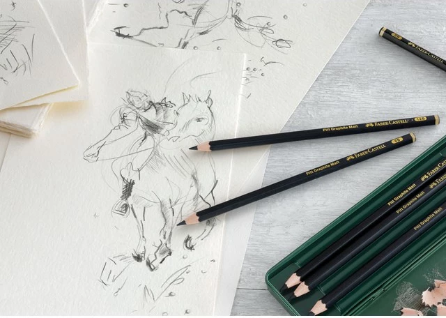 Set lapsa Faber-Castell Pitt Graphite Matt, 5 copë, e zezë