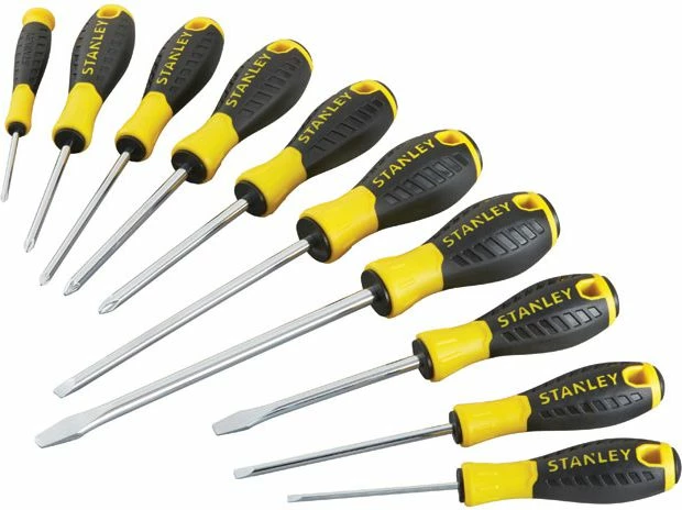 Set kaçavidash Stanley Essential STHT0-60211, 10 copë, verdhë/zi