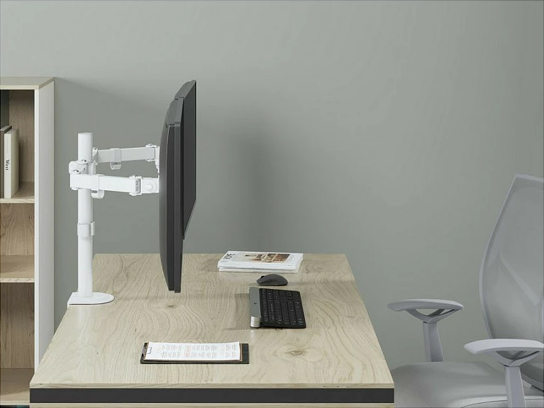 Mbajtëse tavoline për dy monitorë EQUIP 650167, 17"-32", VESA 75x75/100x100, 18 kg, e bardhë