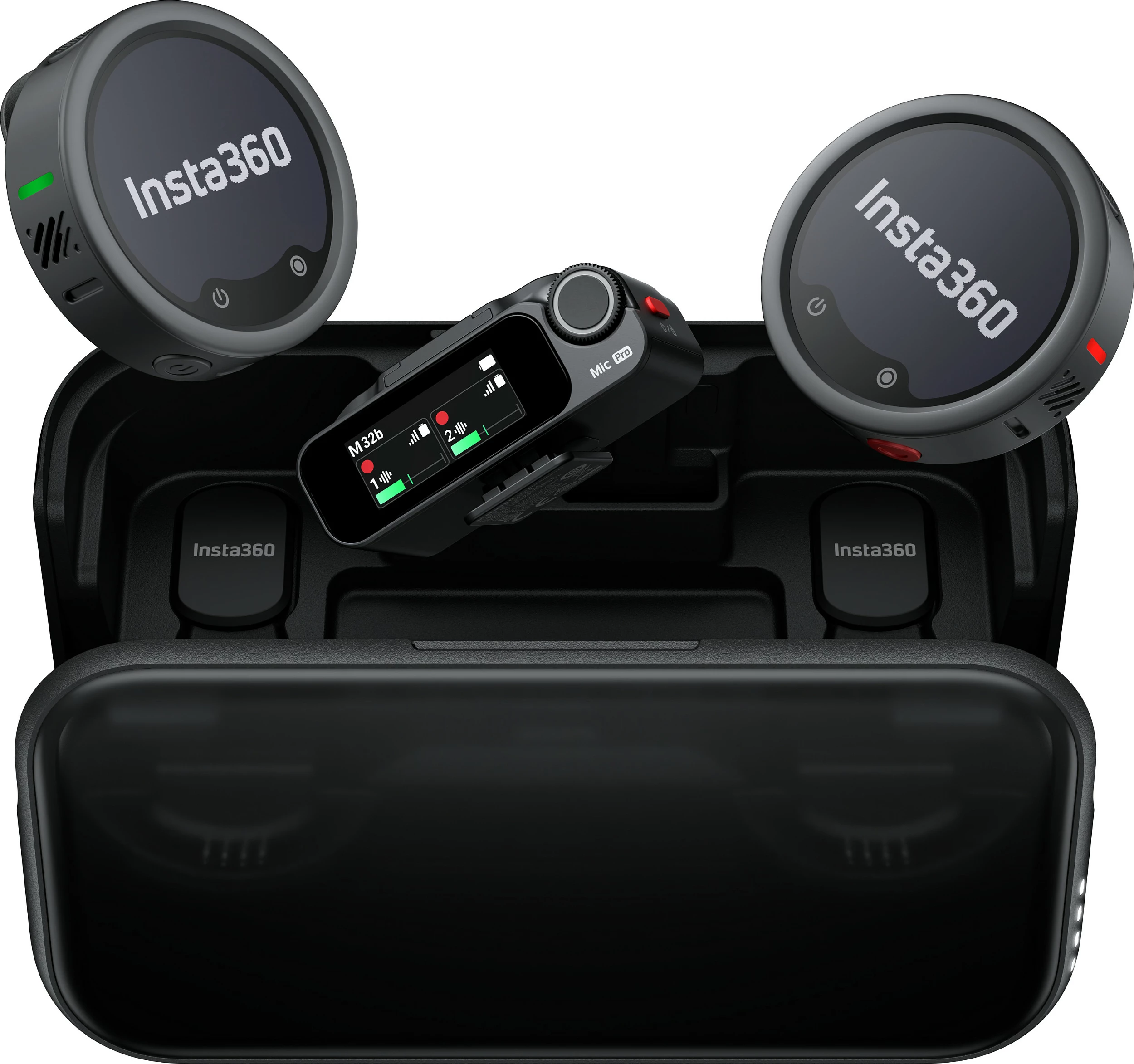 Set mikrofonash pa tela Insta360 Mic Pro, 2 TX + 1 RX, Bluetooth, i zi