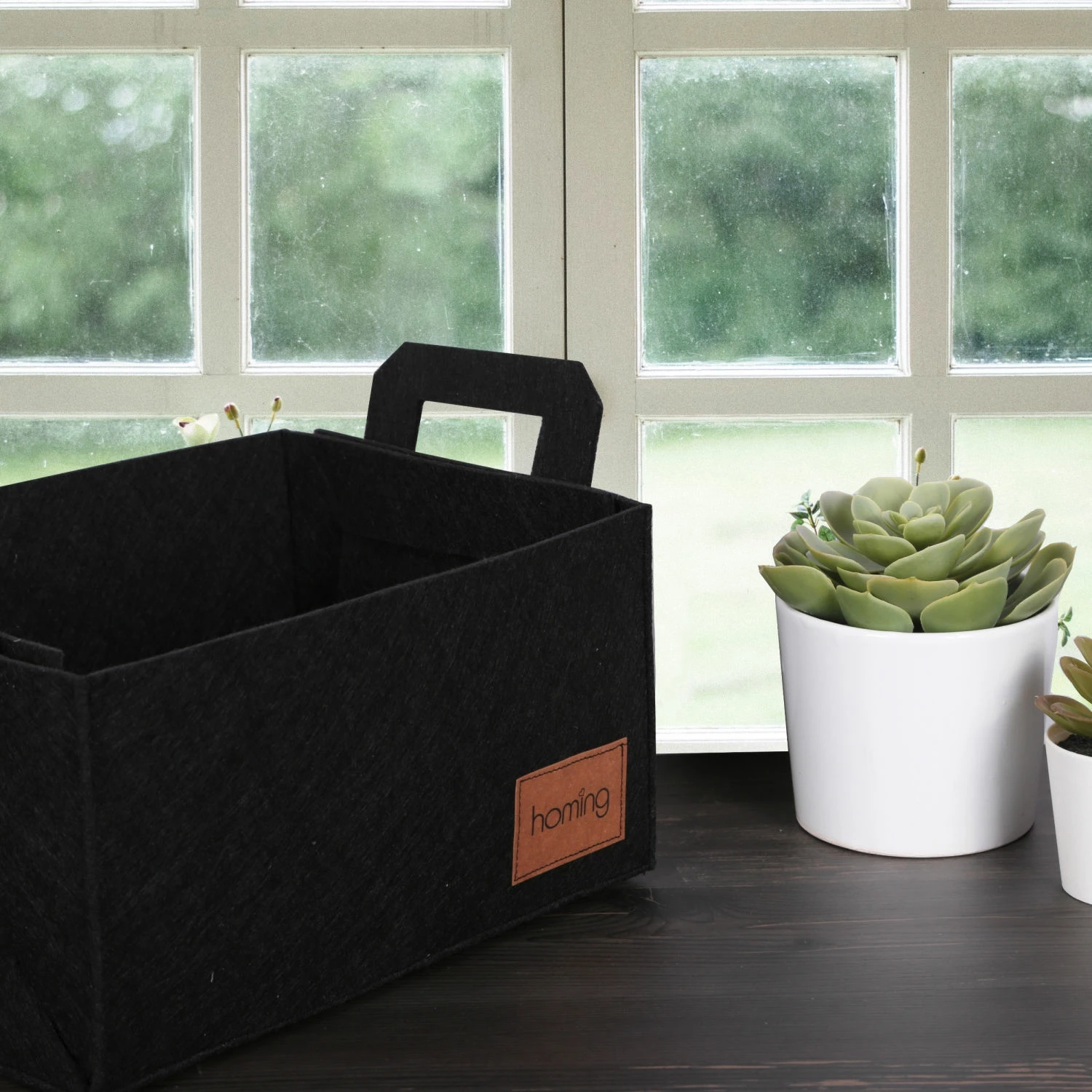 Organizues tavoline prej lëkure sintetike, ngjyrë e zezë, Aberto Design, HMY-6267, 30x20x15cm