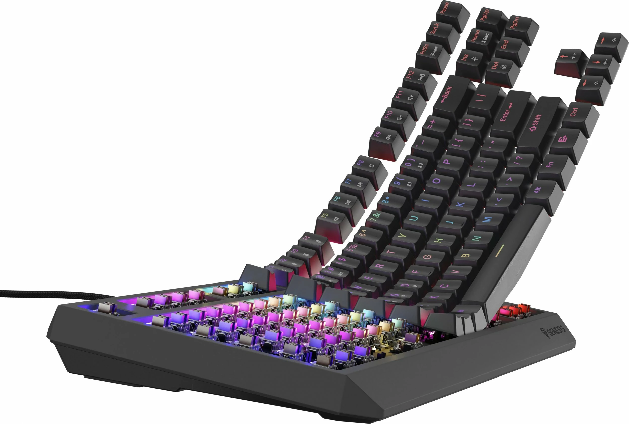 Tastierë mekanike gaming GENESIS Thor 230 TKL NKG-2079, Outemu Brown, RGB, USB, US layout, 80% TKL, e zezë