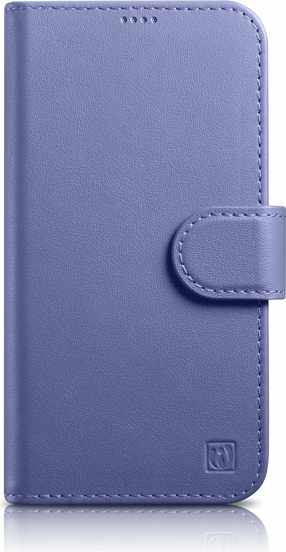 Mbështjellës iCarer Wallet Case 2in1 për iPhone 14 Plus, lëkurë natyrale, Anti-RFID, Vjollcë e çelët