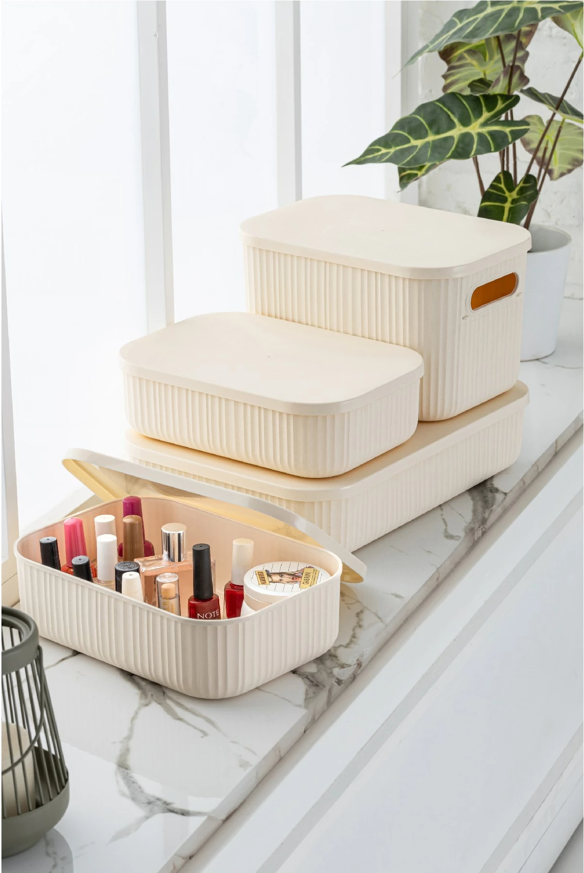 Organizues për make-up Hermia, VLINE4LIKRSK, bezhë, set 4 copë