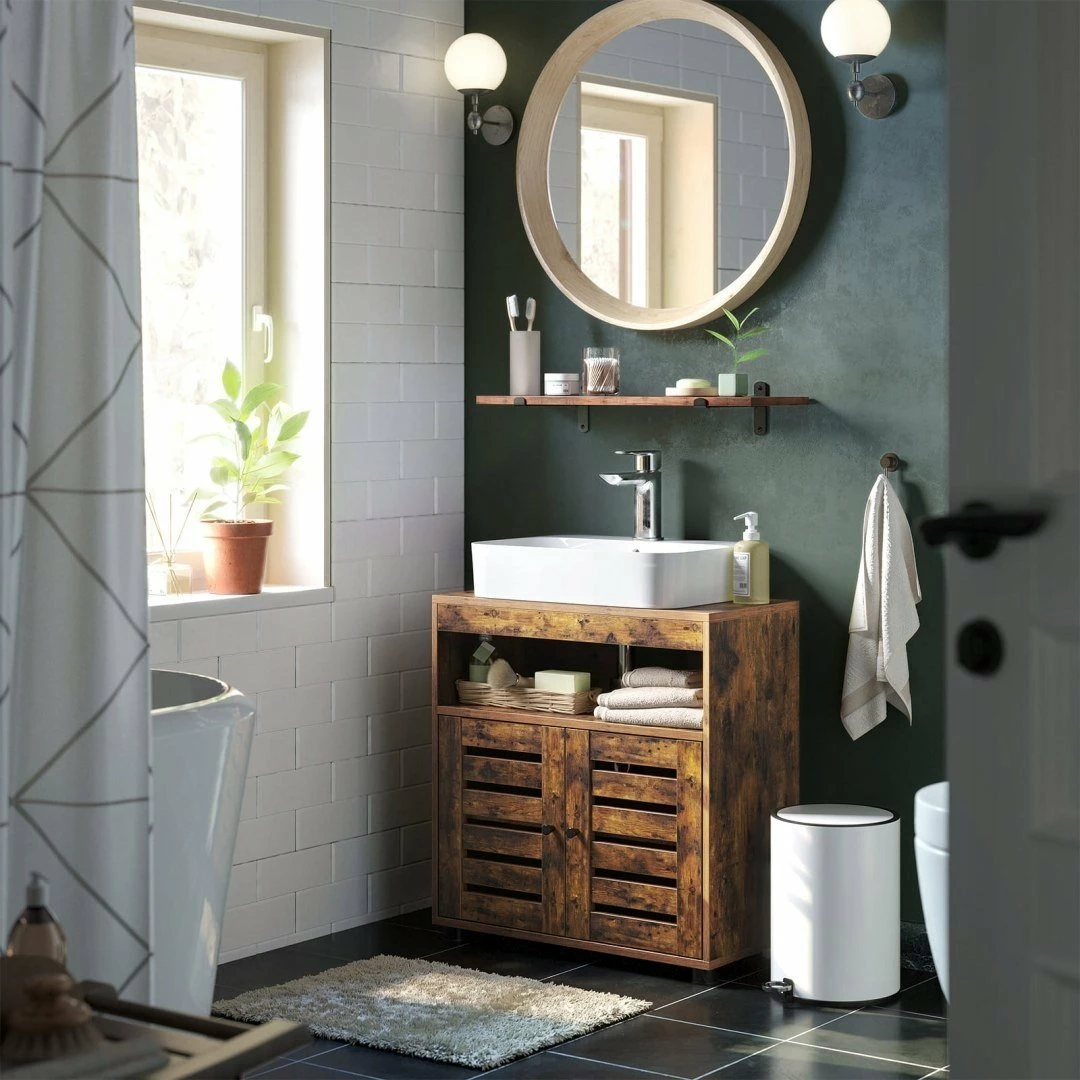 Kabinet banjoje për lavaman Leobert BBK44BXV1, 60x30x80 cm, kafe rustike