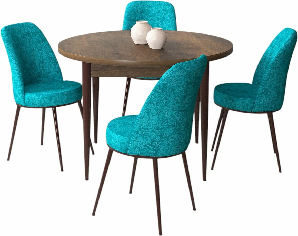 Tavolinë me karrige, 5 copë, Skye Decor, Barok, ngjyrë turquoise