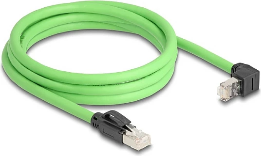 Kabllo rrjeti DeLOCK RJ45 Cat6A, 2 m, njëra këndore, e gjelbër
