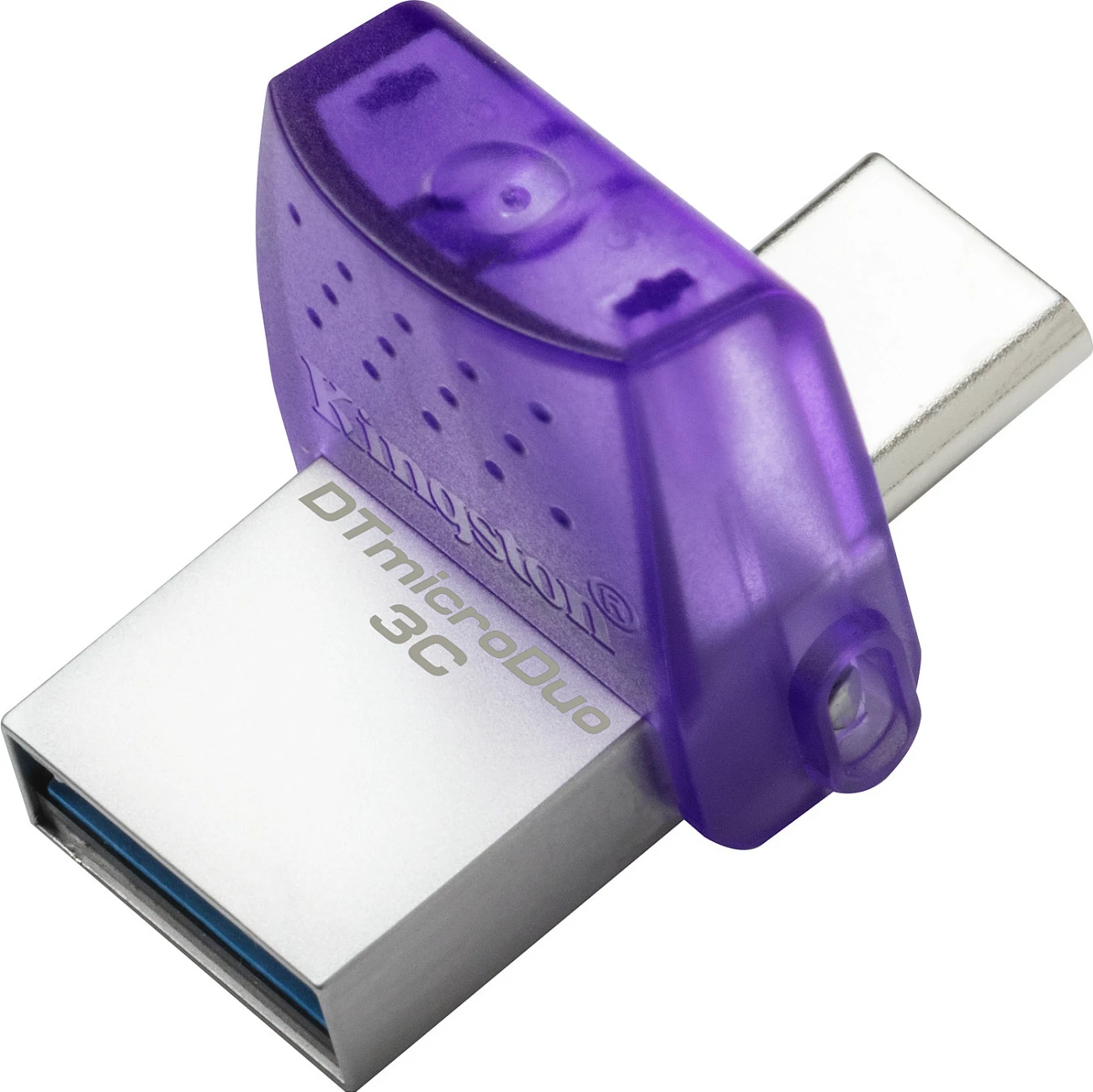 USB flash Kingston DataTraveler microDuo 3C 128GB, USB-A/USB-C, 200MB/s, stainless steel, purple