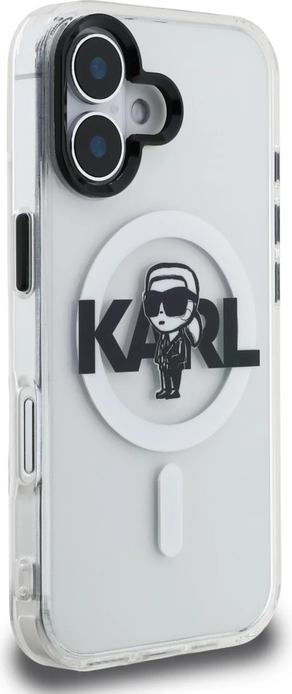 Mbështjellës Karl Lagerfeld IML Karl Sketch Logo MagSafe për iPhone 16, TPU/PC, transparent, me kuti
