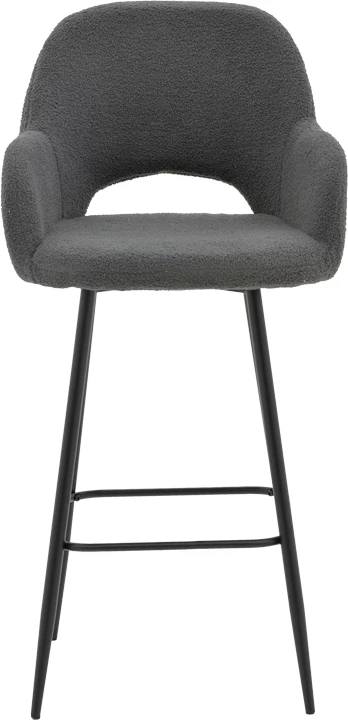 Karrige për bar Renish bouclé ngjyrë gri-këmbë metalike të zeza 51x57x114cm