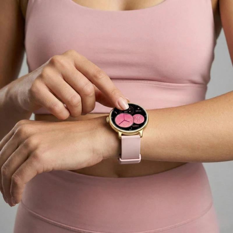 Smartwatch për femra Gravity GT33-1, rrip i artë + rrip rozë