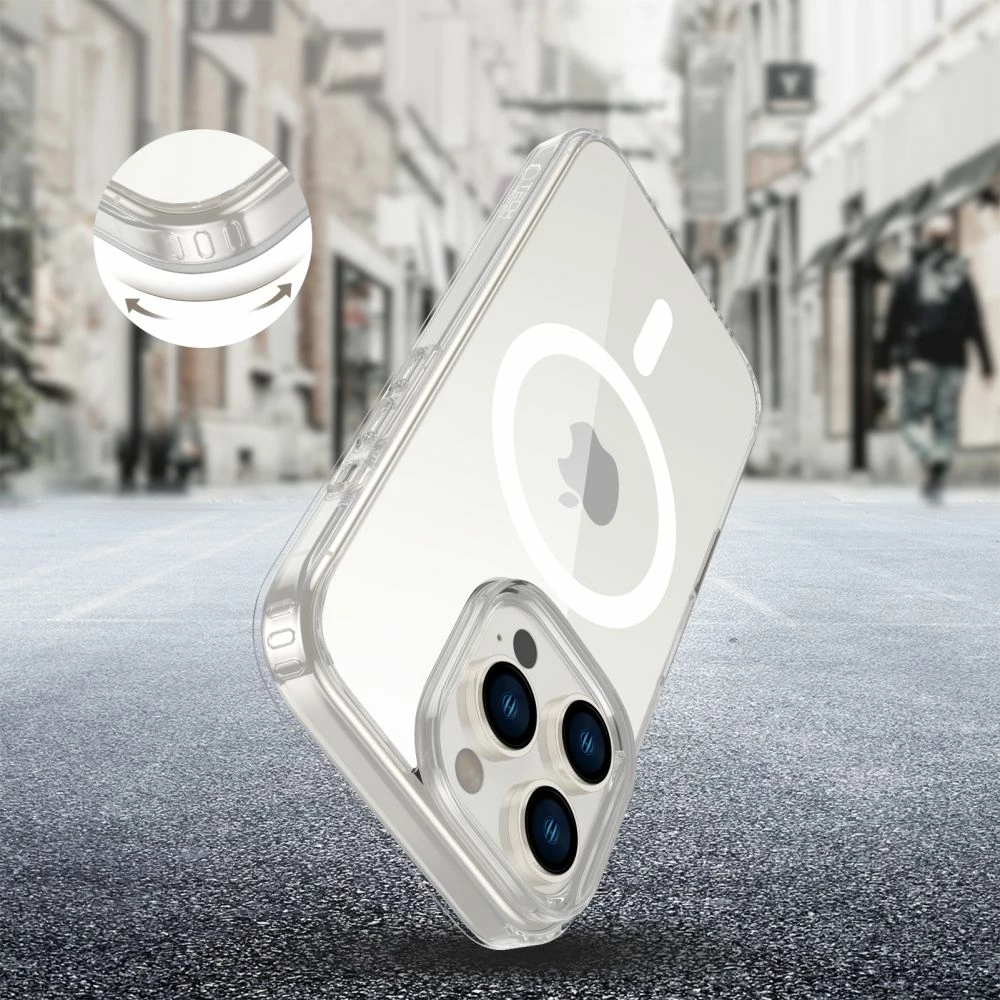 Mbështjellës Tech-Protect Flexair Hybrid CC MagSafe për iPhone 16 Pro, Transparent