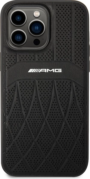 Mbështjellës Mercedes AMG AMHMP14XOSDBK për iPhone 14 Pro Max 6.7", lëkurë, MagSafe, zi