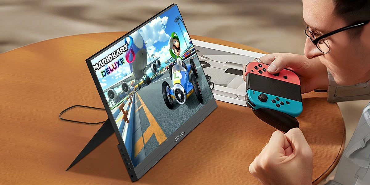 Monitor portativ me prekje Zeuslap AT156 15.6\" Full HD IPS 60Hz HDR, i zi