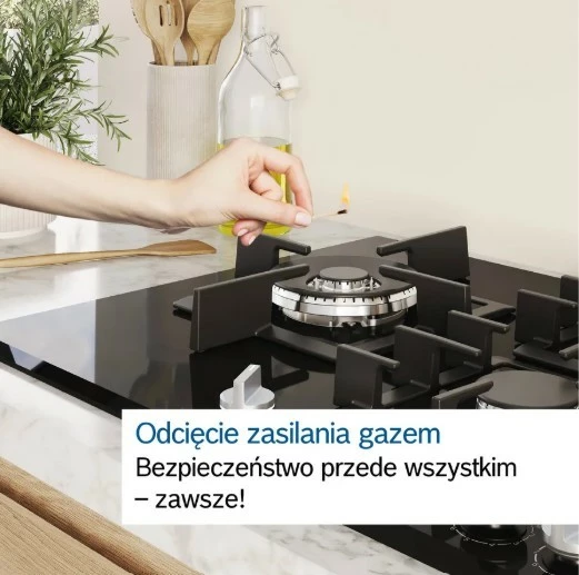 Sobë me gaz Bosch PCQ7A5I90, 75 cm, inox, 5 zona