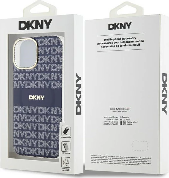 Mbështjellës DKNY IML Mono & Stripe MagSafe për iPhone 15/14/13, Blu