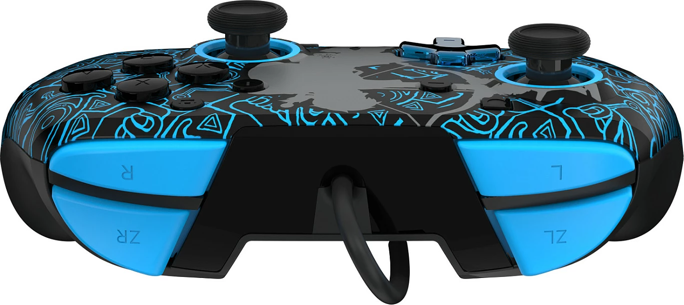 Gamepad PDP REMATCH GLOW Sheikah Shoot, kontrollor me kabllo USB 3m për Nintendo Switch/Switch Lite/Switch OLED, zi/kaltër