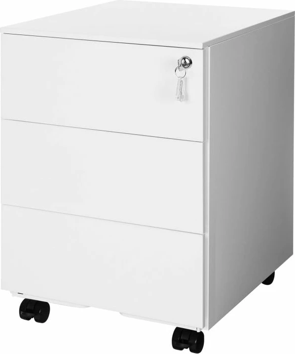 kabinet zyre me rrota SONGMICS OFC63WT, 3 sirtarë, çelik, me bravë, 39 x 45 x 55 cm, bardhë