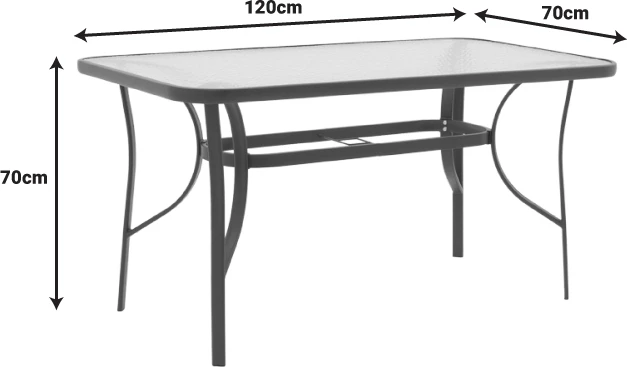 Tavolinë metal kafe-xham 120x70x70cm