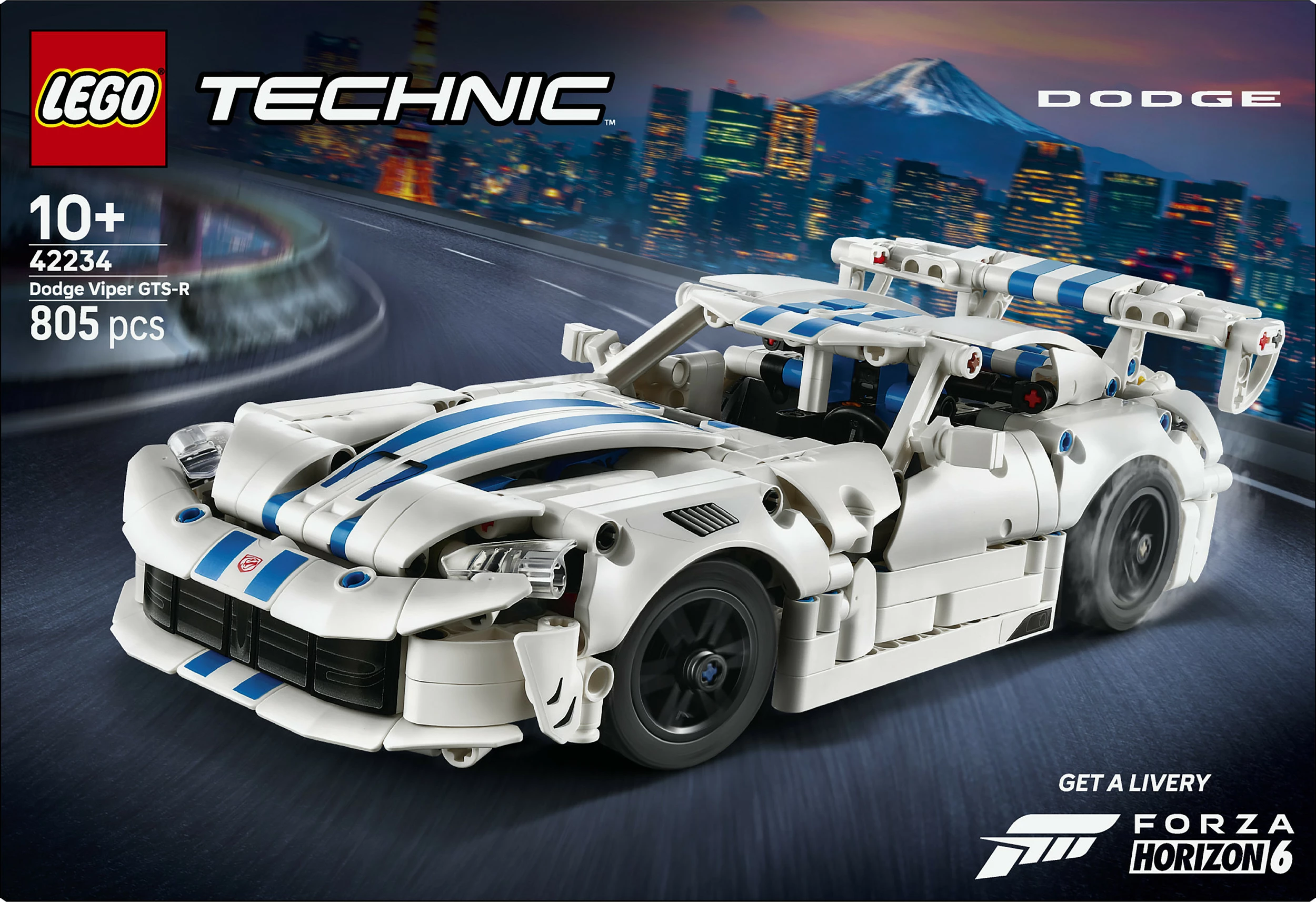 Set LEGO Technic Dodge Viper GTS-R 42234, 805 copë, 10+, bardhë/kaltër