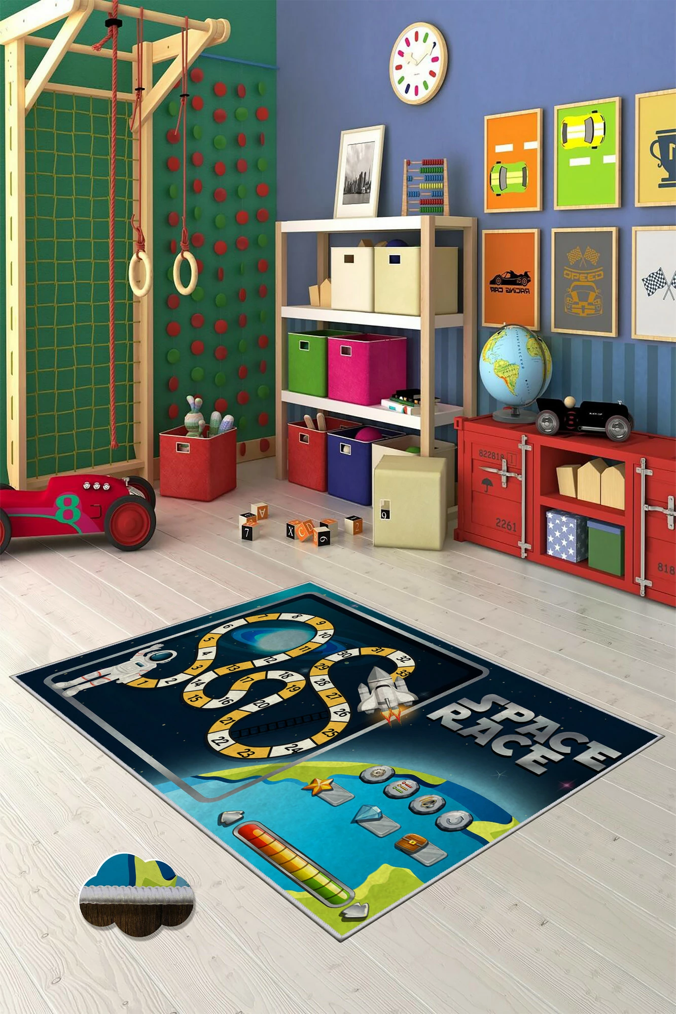 Qilim për fëmijë, shumëngjyrësh, Space Race, 80x120cm, WOOKECE087