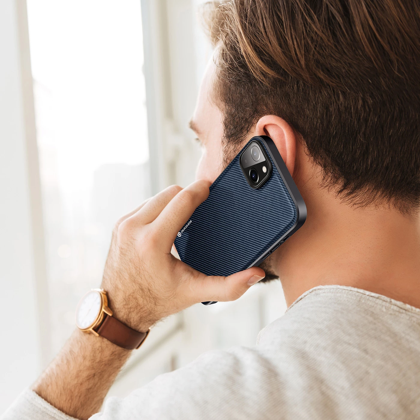 Mbështjellës Dux Ducis Fino për iPhone 14 Plus, najlon, Blu