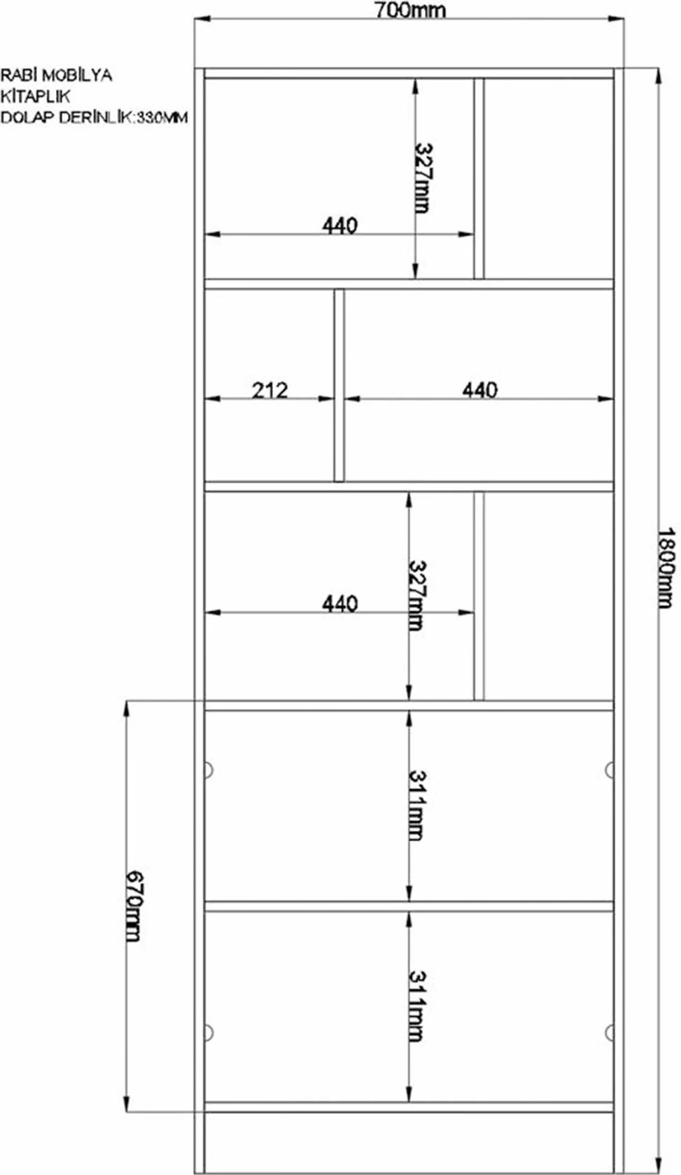 Raft librash Skye Decor, ngjyrë e bardhë mat, RB-023
